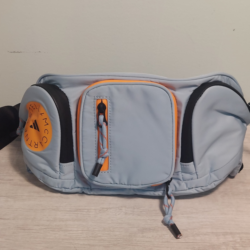 Adidas by Stella McCartney Light Blue Belt Bag with Orange and Black Accents